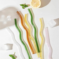 Pailles ondulées en verre réutilisables écologiques, accessoires de bar, 8x200mm, pailles en verre borosilicate faites à la main, accessoires de bar