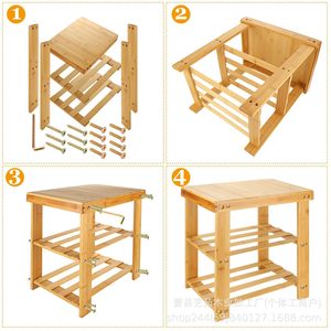 Tabouret de douche en bois Yiru 40x28x45cm, chaise de salle de bain à trois niveaux avec rangement, couleur bois naturel - Product Image 5