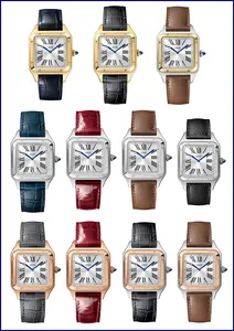 Nouvelle mode de montre-bracelet à cadran carré et rayon de soleil étanche de luxe montres à quartz montre arabe en cuir véritable pour dames