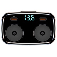 Chargeur de voiture double USB C C27, adaptateur allume-cigare à 2 prises, séparateur, charge rapide, voltmètre LED, 45W PD 12V/24V, ports multiples
