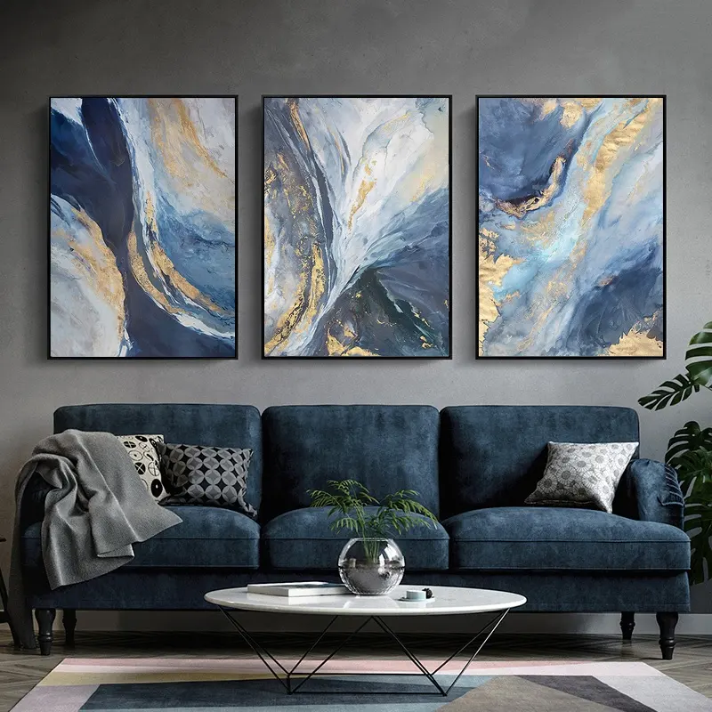 100% el yapımı sanat oturma odası yatak odası ev dekorasyon mavi bulut manzara resimleri soyut tuval duvar tablosu