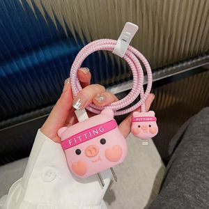 Dễ thương phim hoạt hình Silicone sạc trường hợp đối với Apple iPhone Head Cover 18W 20W 3D sạc cáp bảo vệ trường hợp Tổ Chức Hoạt hình - Product Image 6