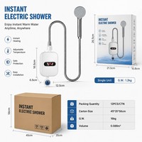 Nouvel Arrivage – Robinet Chauffe-Eau Électrique Instantané 110V en Acier Inoxydable avec Douchette, pour Usage Domestique et Extérieur, Fixation Murale, IPX4, LED