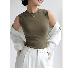 Camisole Vest for Women Round Neck Basic Sleeveless Undershirt <strong>Tops</strong> Tees With Coverage for Side <strong>Cleavage</strong> - Product Image 1