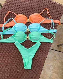 QY Custom Spandex Polyester Halter Animal Print Thong <strong>Bikini</strong> Swimsuit with <strong>Micro</strong> <strong>Sheer</strong> Design - Product Image 1