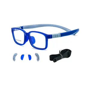 Wholesales TR90 Silicone Round Spectacle Frame Combined With Removable Strap Soft Nose Pad Sport Eyeglasses Kids Model 9016