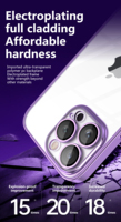 Étui de téléphone portable Weview de luxe, en PC transparent électro-plaqué, résistant aux chocs, anti-poussière, avec protection d'objectif d'appareil photo