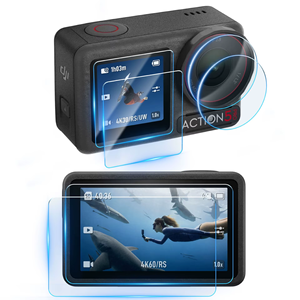 Protection d'écran en verre trempé 9H avec logo/emballage personnalisés pour DJI Osmo Action 5 Pro, film protecteur d'objectif anti-rayures, prix d'usine - Product Image 2