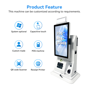 Duy Nhất/Màn Hình Kép Máy Tính Để Bàn 15.6/18.5/21.5 Inch Thanh Toán Kiosk Mã Máy Quét Máy In Hóa Đơn Tableside Đặt Hàng Kiosk Có Tính Năng SDK - Product Image 2