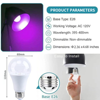 Vente directe du fabricant, ampoule UV violette 9W, décoration de maison hantée pour Halloween, ampoule LED fluorescente à lumière noire 395Nm