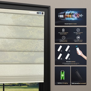 OEM tùy biến điện tự động thông minh phòng khách trong nhà trang trí nội thất điều khiển từ xa màn cơ giới con lăn Shades Roman - Product Image 5