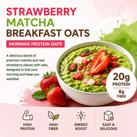 Poudre de remplacement de repas à base d'avoine protéinée pour le petit-déjeuner, saveur fraise matcha, marque distributeur, riche en protéines (20g)