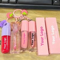 Baume à lèvres hydratant personnalisé à la noix de coco et à la fraise, huile à lèvres changeante de couleur avec porte-clés, marque privée