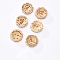 50 pièces/sac 20mm rond en bois naturel fait à la main avec des boutons d'amour couture bricolage artisanat embellissements pour Scrapbooking carterie
