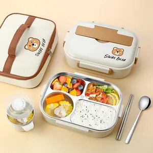 2-4 Gitter tragen isolierte Brotdose Bento Box Schüler Teller fach 304 Edelstahl Lunchbox Sets