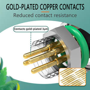 Conector Circular M8 de Montaje en Panel, Receptáculo de Latón con Contactos Chapados en Oro, IP67/IP68 Impermeable, 3 Pines Macho, Montaje Trasero - Product Image 4