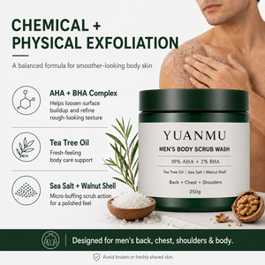Gommage corporel exfoliant pour hommes à l'huile d'arbre à thé, BHA AHA, pour améliorer les odeurs, lisser la peau rugueuse, pour le dos, la poitrine, les épaules, les fesses et les jambes - Product Image 3