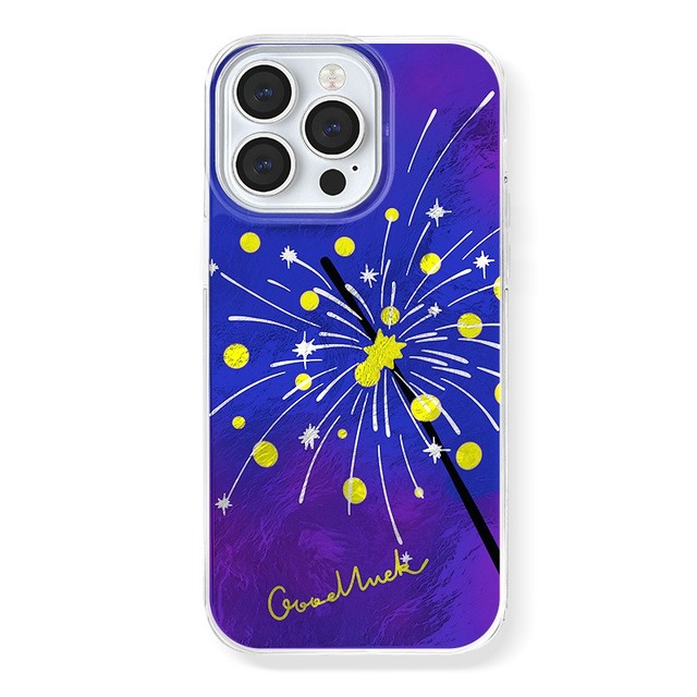 INS Gradient Fireworks Clear Phone Case for iPhone 16 15 14 13 12 11 Pro Max Aesthetics Art's Bumper Back Cover Shell Girl