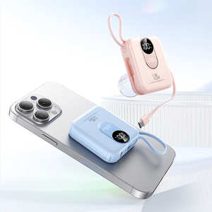 Batería Externa de Alta Calidad PD20W 10000mAh Mini con Cables Integrados, Resistente al Agua, de Polímero de Litio, con Pantalla LED y Carga Rápida - Product Image 1