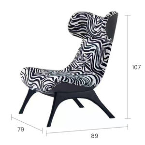 현대 북유럽 도매 거실 호텔 모던 라운지 Ashion 하이 백 악센트 얼룩말 프린트 라운지 레저 윙백 의자 - Product Image 6