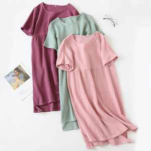 Han Shi Yilan – chemise de nuit à manches courtes pour femmes, en gaze de coton, ample, mi-longue, vêtements de maison pour Miss MLXL - Product Image 2