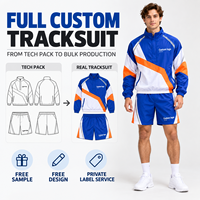 Survêtement personnalisé à blocs de couleur avec fermeture éclair quart de tour pour homme, veste coupe-vent et short de sport avec logo imprimé pour l'entraînement athlétique