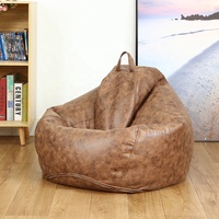 Grand pouf moderne d'extérieur pour jeux vidéo d'intérieur, pouf géant en tissu marron rétro épais, housse pour pouf de canapé sans remplissage
