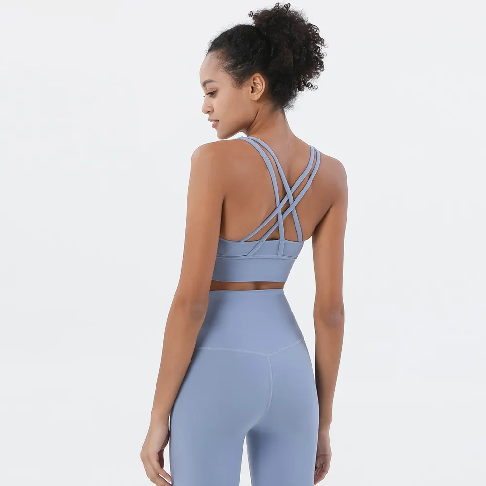 Newest Two Piece Sportswear Anti-shock Sports Bra And No T Line High Waist Gym Leggings Yoga Set Fitness Tank Top For Women