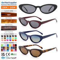 MB1663 Trendy İnce Kedi Gözü Güneş Gözlüğü Asetat Çerçeve Tam Çerçeveli Hafif TAC Polarize Lens Moda Retro Kadın OEM ODM