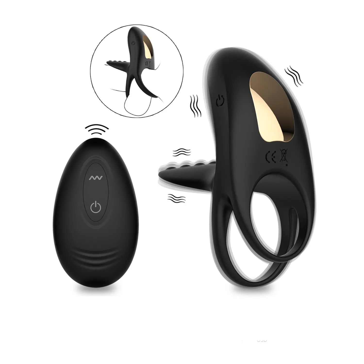 Sex Groothandel Hoge Kwaliteit Siliconen Dual Cock Ring Vibrator Voor Mannelijke Penis Vergroter Ring