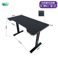 Bureau de jeu noir en gros, table d'ordinateur de bureau, bureau de jeu avec porte-gobelet WS4074