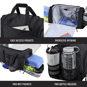 Bolsa de lona personalizada negra de tamaño mediano de <span class=keywords><strong>40</strong></span> litros con soporte para murciélago para tenis, fútbol, béisbol - Product Image 5