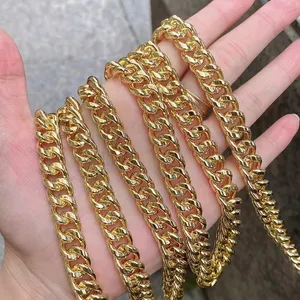 High Quality Hip Hop Style Cuba Brass Gold Plated Chain,Retro Copper Link Roll Necklace Bracelet DIY Making Jewelry Wholesale