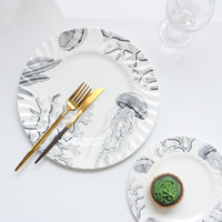 Assiettes de dîner écologiques pour anniversaire, en céramique blanche, jolies assiettes en porcelaine fine pour restaurant