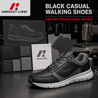 Zapatillas Casuales Negras para Caminar, Modelo Existente, Marca Privada, Zapatillas de Material Mixto con Cordones, Producción en Masa, Control de Calidad de Fábrica