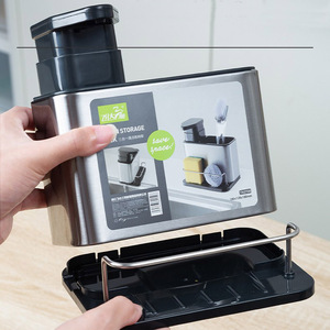 Portaoggetti 3-in-1 in Acciaio Inox per Lavello, Portaspugna, Dispenser Sapone con Drenaggio per Piano Cucina - Product Image 5