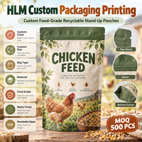 Sacs d'emballage personnalisés imprimés pour aliments pour animaux de compagnie et volailles, avec fermeture éclair refermable, pour aliments pour poulets, 250g, 500g, 1kg, 2kg