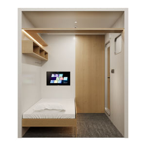 WE Modern Wholesale Cápsula de madera Litera para hostales para estudiantes de la escuela Dormitorio Loft Marco de cama Cápsula Cama de hotel - Product Image 5