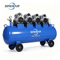SPERAN Kompresor Udara Piston Bebas Oli Bertekanan Tinggi dengan Tangki Penyimpanan Udara 100L Berpendingin Udara Portabel Industri dengan Mesin Motor