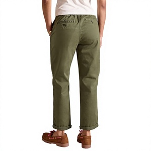 Pantalon décontracté en coton sergé extensible, coupe régulière, taille mi-haute élastique, pour femme, grandes tailles, respirant, coupe-vent, écologique - Product Image 6