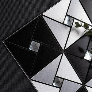 Black and <strong>White</strong> Mixed Metal Texture Aluminium Self Adhesive Mosaic <strong>Stick</strong> <strong>on</strong> <strong>Tiles</strong> for Kitchen Backsplash - Product Image 4