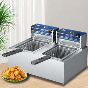 Hai Thùng đôi giỏ gà chiên chiên thương mại nhà bếp điện nồi chiên sâu với động cơ hẹn giờ - Product Image 6