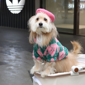 Jaket Hewan Peliharaan Bulu Kelinci Musim Gugur Musim Dingin dengan Pola Quilted Berlian Besar - Mantel Tebal Hangat dengan Ritsleting untuk Kucing & Anjing Kecil - Product Image 3