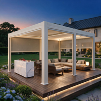 Pérgola de Aluminio de Lujo con Recubrimiento en Polvo, Gazebo con Techo de Láminas Bioclimáticas Motorizadas, Impermeable, para Balcón, Patio Exterior