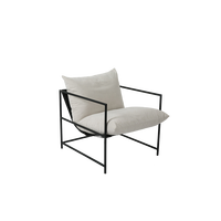 Fauteuil Sling Accent en Vente Directe d'Usine Nisco, Fauteuil à Structure Métallique avec Rembourrage en Mousse Déchiquetée, Blanc