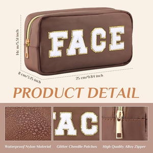 Trousse <span class=keywords><strong>de</strong></span> Maquillage Personnalisée avec Initiale, Étanche, en Nylon Chenille Tendance, avec Fermeture Éclair, pour Voyage - Product Image 2