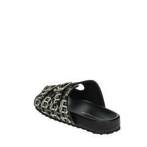 Ciabatta da Donna Laura Biagiotti 9064 in Tela Bianca e Nera, Scarpe Trendy - Product Image 2