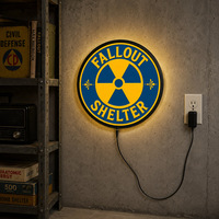 Panneau Métallique LED Vintage Fallout Shelter, Décoration Murale Rétro Atomique Nucléaire pour Man Cave, Garage, Salles de Jeux, Bureau, Art Mural pour la Maison
