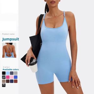 Mono de yoga sin espalda con logo personalizado para mujer, levantacaderas, sin mangas, para entrenamiento deportivo, body de fitness, pelele, mono de yoga - Product Image 1