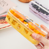 Boîte à gâteau rectangulaire transparente jetable en plastique PET avec couvercle, emballage alimentaire de qualité alimentaire pour la présentation de desserts